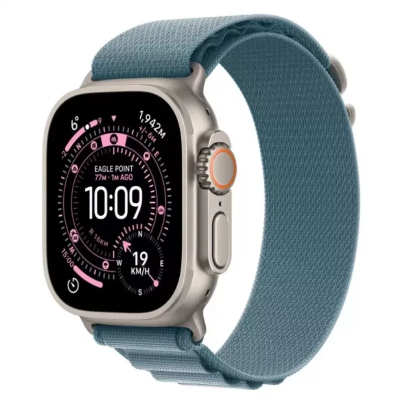 Smartwatch Apple Watch Ultra 3 GPS + Cellular 49 mm Natural Titanium puzdro s Light Blue Alpine Loop (malý)