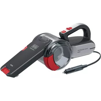 Ručný vysávač Black & Decker PV1200AV — suchý čistič čalúnenia, 12 V, 0,44 L, 12,5 W, 5 m kábel, sivý/červený