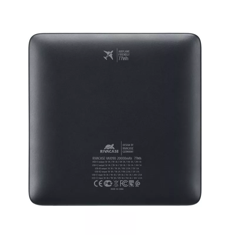 Powerbanka Rivacase VA1090 — 20000 mAh, 77 Wh, celkový výstup 100 W, 440 g