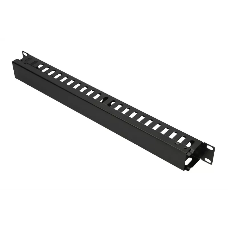 Panel na správu káblov Extralink Cable MANAGER WITH METAL COVER čierny kov 48,3 cm