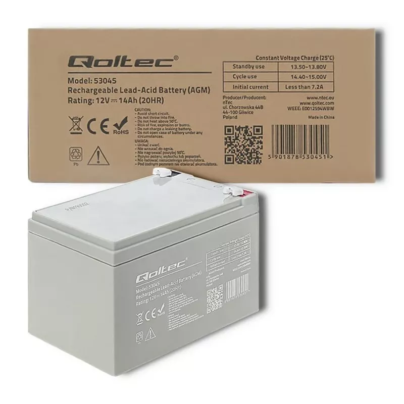 Qoltec 53045 AGM batéria 12V 14Ah