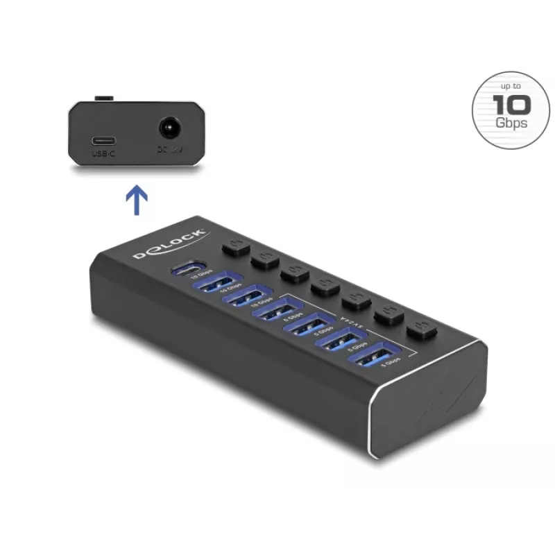 DeLOCK 64326 rozbočovač USB 3.2 Gen 2 (3.1 Gen 2) Type-C 10000 Mbit/s čierny