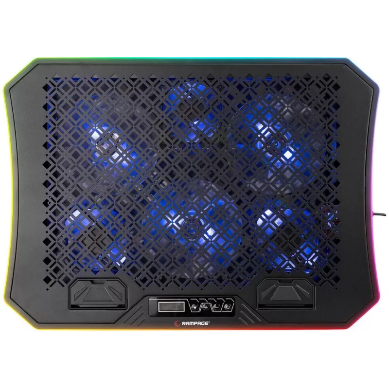 Rampage METAFOR AD-RC34 chladiaca podložka pod notebook, 6 ventilátorov, 10–19 palcov, čierna