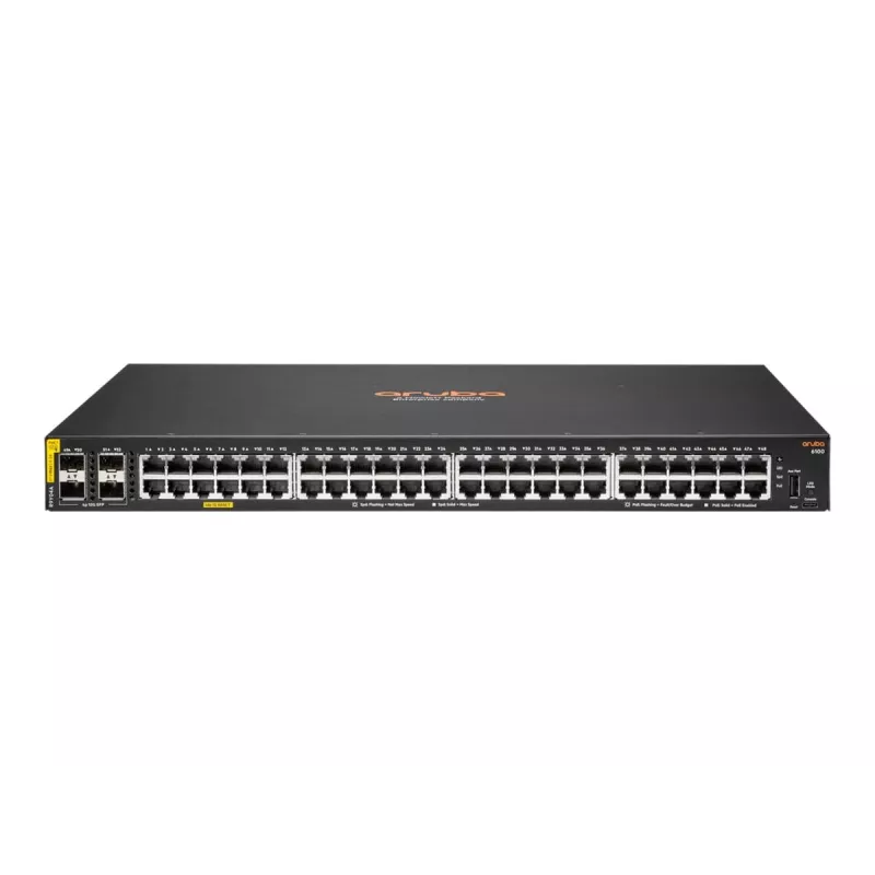 Hewlett Packard Enterprise HPE Aruba Networking CX 6100 48G Class4 PoE 4SFP+ 740W switch - switch - L3 - spravovaný - 48 x 10/100/1000 (PoE+) + 4 x 1 Gigabit/10 Gigabit SFP+ (uplink)