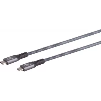 USB kábel S/CONN 13-68020 USB4 Gen 3x2 1 m USB-C sivý