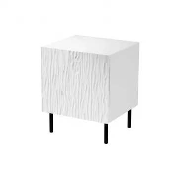 Nočný stolík Cama Meble JUNGLE 53,5×40,5×44 cm biela matná, MDF a drevotrieska, čierne nohy, sada 2 ks