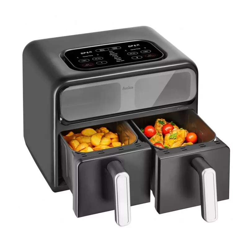 Dvojitá teplovzdušná fritéza Amica AFM 7020, 8 l, 2400 W, čierna