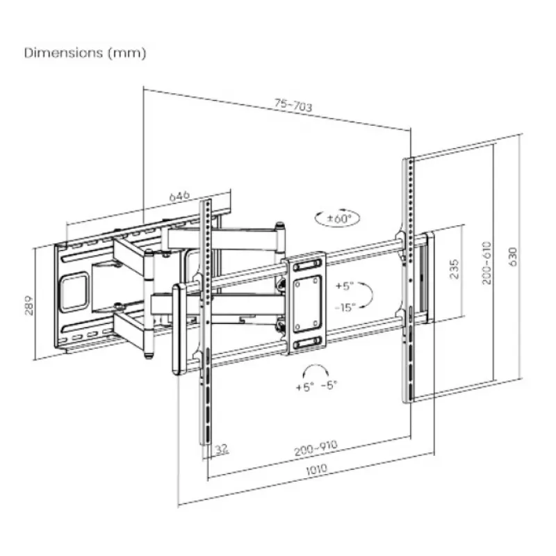Gembird WM-120 pc(s)-01 TV držiak/stojan 3,05 m (120) čierny