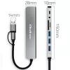 QOLTEC USB-C hub 4x USB + SD/TF čítačka kariet model 53794