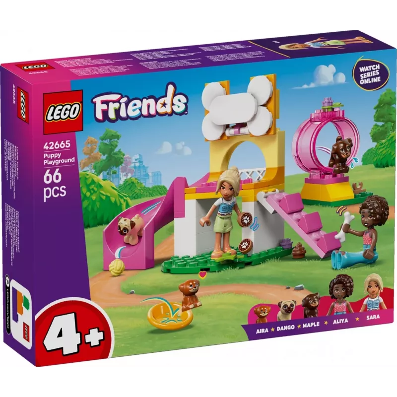 Stavebná hračka LEGO Friends Ihrisko pre šteniatka sada 42665, 66 dielov, 2 minifigúrky, vek 4+