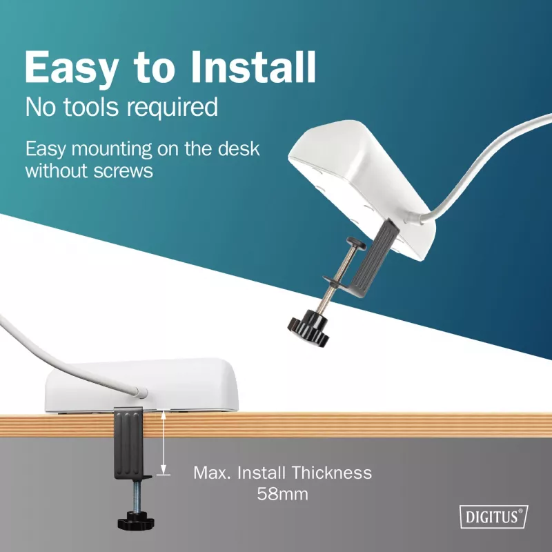 Predlžovacia zásuvka DIGITUS 3-násobná s 2×USB-A a 1×USB-C, 3 AC zásuvky typ E/F, 1,5 m kábel, biela