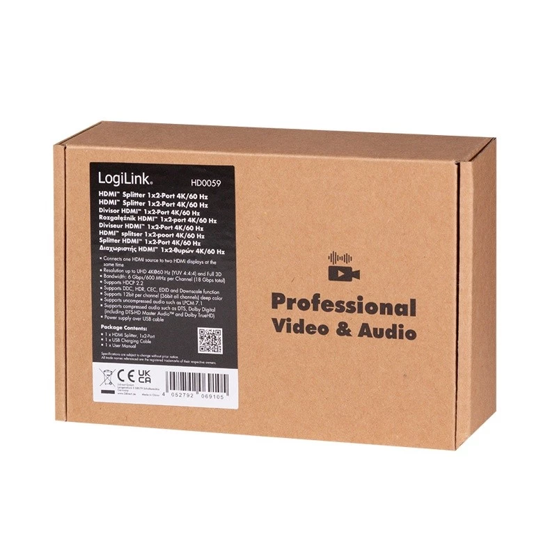 HDMI splitter 1x2, 4k/60Hz