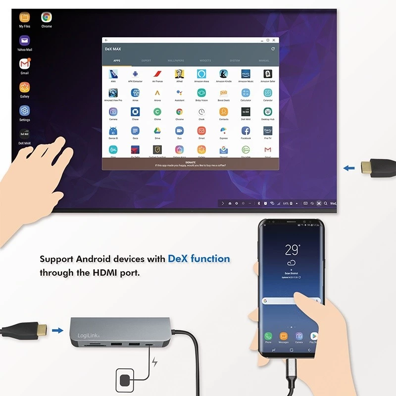LogiLink UA0343 USB-C multiport hub hliník USB 3.2 2nd Gen Mult