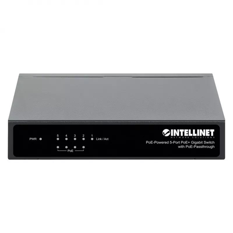 Gigabit 5xPoE Passthrough Switch, napájaný cez PoE alebo AC, 68W