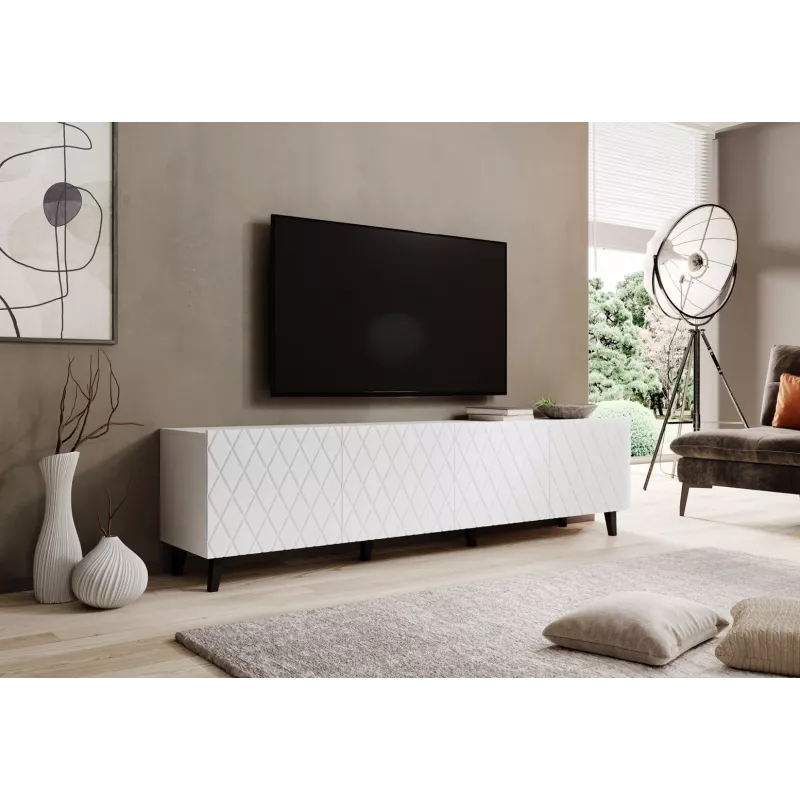 TV skriňa cama meble ASTI 200×42×52 cm biela matná