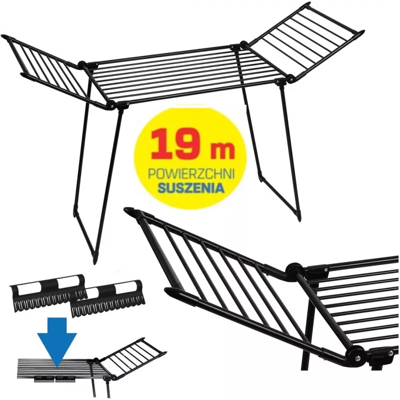 AMALFI skladací sušiak na bielizeň, čierny