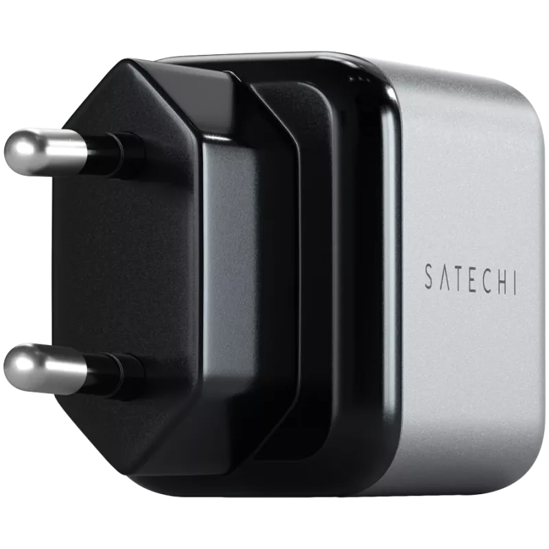 Nabíjačka pre mobilné zariadenia Satechi ST-UC30WCM-EU — univerzálna AC nabíjačka do interiéru s 1× USB-C, čierna/strieborná