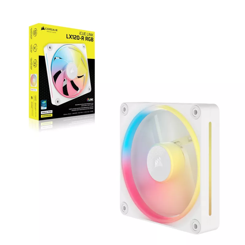 CORSAIR iCUE LINK LX120-R RGB Reverse Blade PWM ventilátor do skrinky, 120 mm, biely