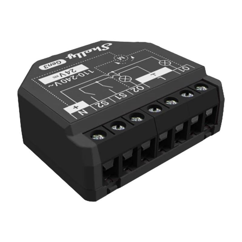 Shelly 2PM Gen3 WLAN-Bluetooth kontrolér – set 4 ks, dvojkanálový merač výkonu