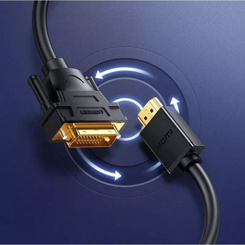UGREEN HD106 kábel DVI (24+1) vidlica – HDMI vidlica, 1,5 m, FHD 1080p 60 Hz, čierny