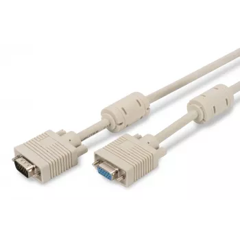 VGA predlžovací monitorový kábel DIGITUS AK-310203-030-E — 3 m, VGA (D-Sub) na VGA (D-Sub), 3Koax+7-žilový, béžový