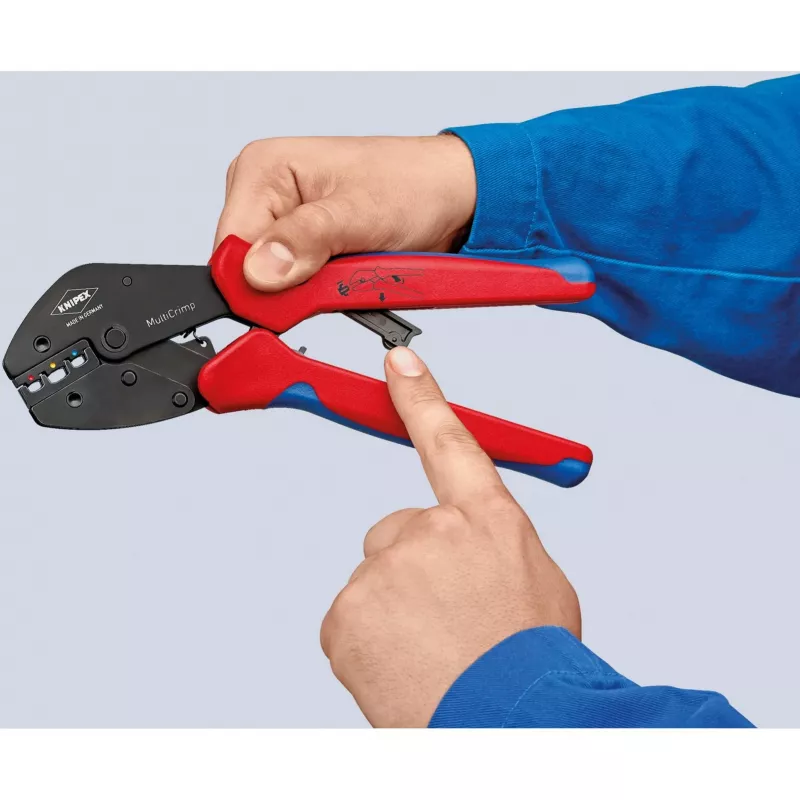 Knipex 97 33 02 káblové krimpovacie kliešte krimpovací nástroj modrý, červený