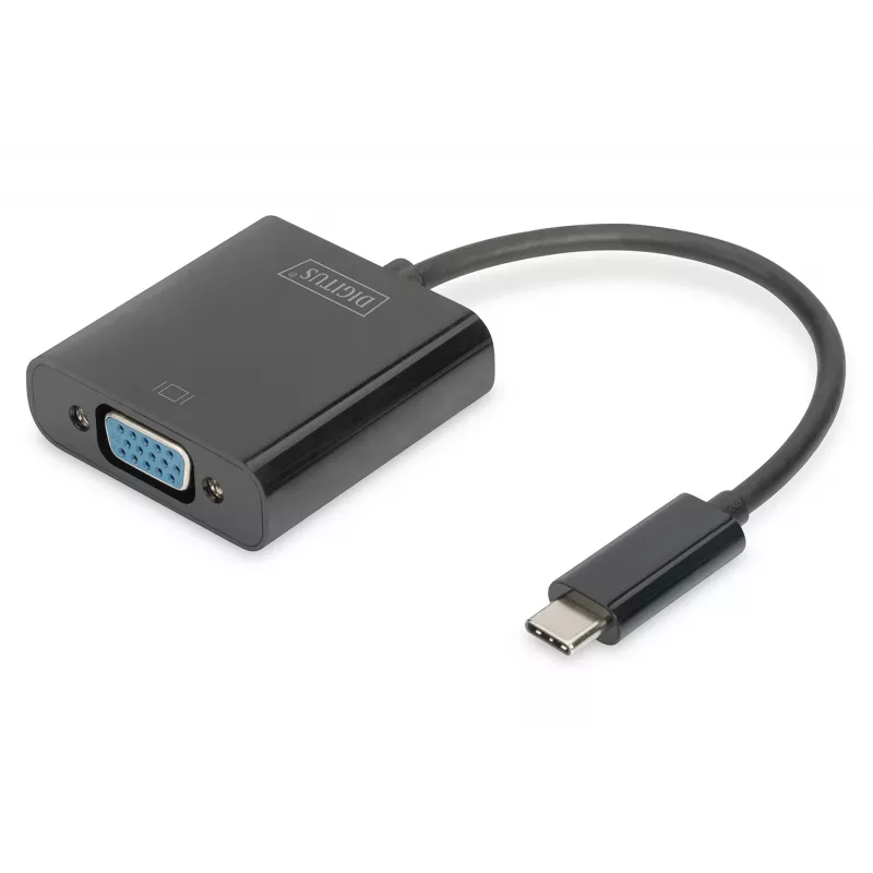 DIGITUS DA-70853 USB-C na VGA adaptér, Full HD 1080p, čierny