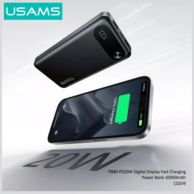 Prenosná powerbanka usams PB80 10000mAh 20W PD biela