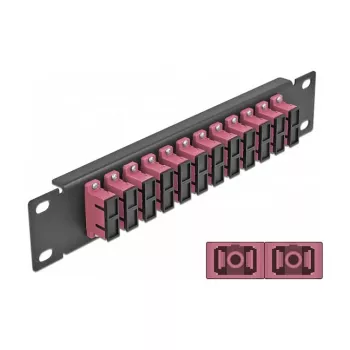 Optický patch panel DeLOCK 10 inch 12 portov SC Duplex fialová 1U čierna