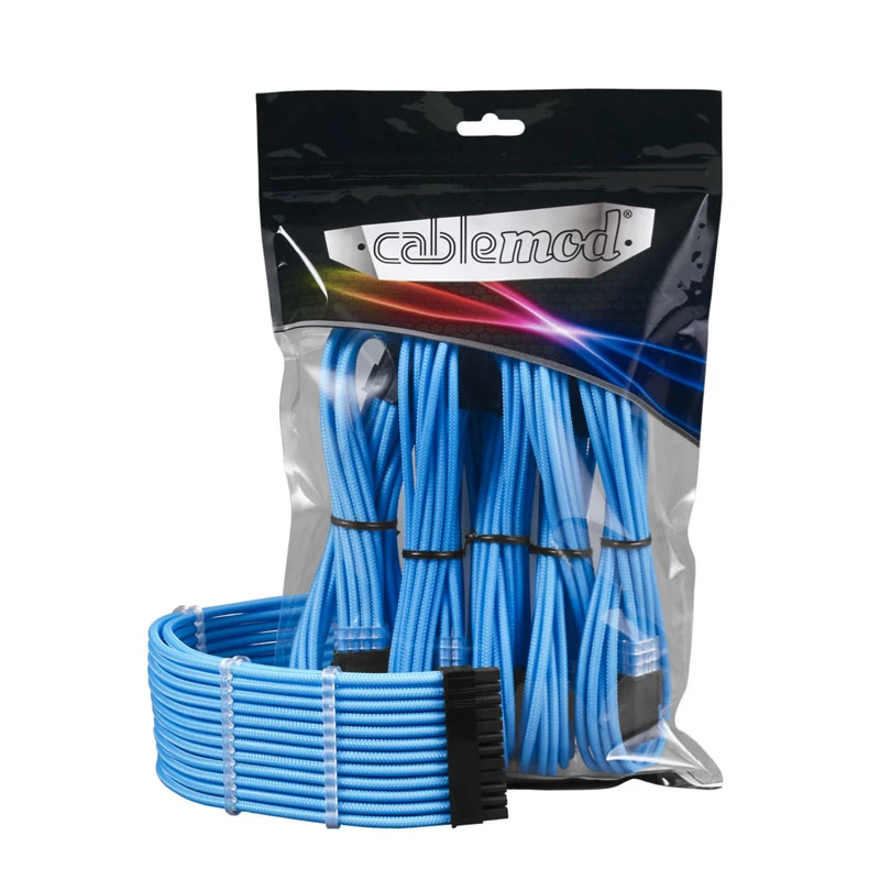 CableMod PRO ModMesh 12VHPWR sada predlžovacích káblov — svetlomodrá, 3-dielne GPU 12+4-pinové predlžovacie káble