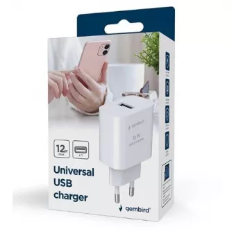 Nabíjačka pre mobilné zariadenia GEMBIRD TA-UC-1A12-01 5V 2.4A 12W USB PD, 1 konektor, biela