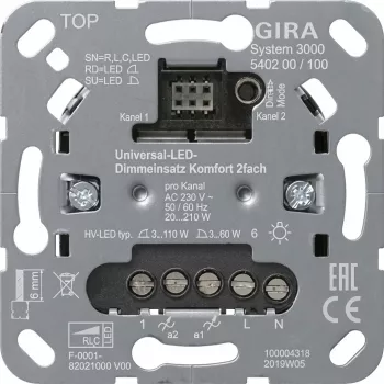 Gira Uni-LED stmievač 2-násobný S3000 model 540200 pre LED osvetlenie