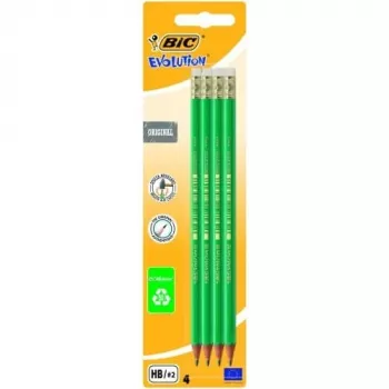 Ceruzky BIC EVOLUTION Original s gumou, HB, balenie 4 ks 049012