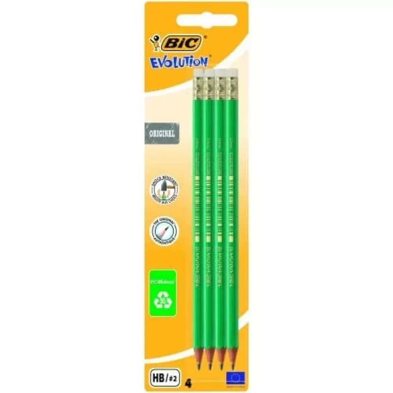 Ceruzky BIC EVOLUTION Original s gumou, HB, balenie 4 ks 049012