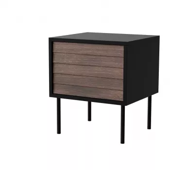 Nočný stolík, 2 ks CORTINA 45x40x51 čierny/orech
