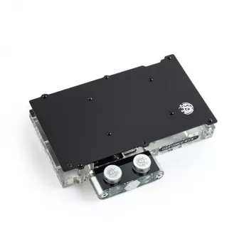 Water block BitsPower Classic VGA BP-VG3070FE — 125×171,4×28,4 mm, 3‑pin RGB, čierna/strieborná/transparentná
