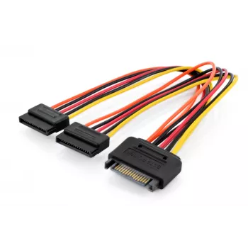 Assmann SATA Y-adapterový kábel 15-pin SATA na 2x 15-pin SATA ST/BU/BU 0,3m SATA Y-adapterový kábel, 0,3m - 15-pin SATA na 2x 15-pin SATA, ST/BU/BU - Siche