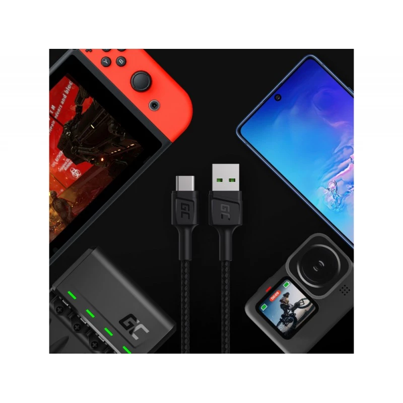 USB kábel Green Cell KABGC22 USB 2.0 1,2 m USB A USB C čierny