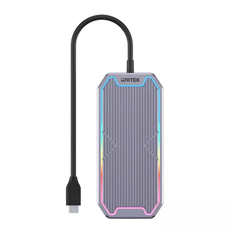 Unitek uHUB S7+ D1029A USB-C rozbočovač, USB 3.2 Gen 2 10 Gbps, HDMI 2.0, Gigabit RJ45, audio 3,5 mm, 100 W, sivý