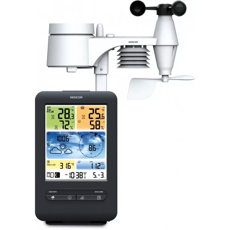 Sencor SWS 9898 profesionálna meteostanica Wi-Fi so senzorom 5-in-1, čierna