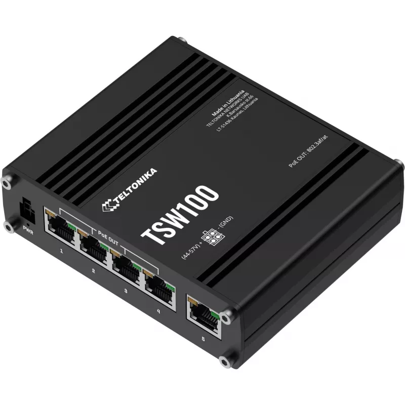 Teltonika TSW100 priemyselný neupravovaný PoE switch
