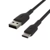 Pletený USB-C na USB-A kábel 3 m čierny