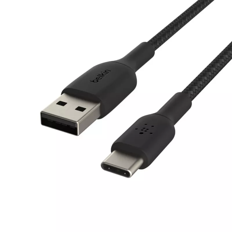Pletený USB-C na USB-A kábel 3 m čierny