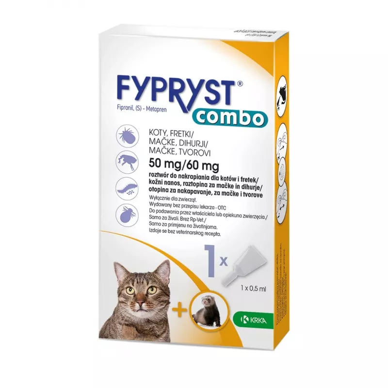 FYPRYST Combo 50/60mg - kvapky proti blchám a kliešťom pre mačky – 1x0,5 ml