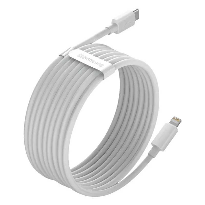 Baseus Simple Wisdom sada dátových káblov USB-C na Lightning PD 20W (2 ks/balenie) 1,5m biela