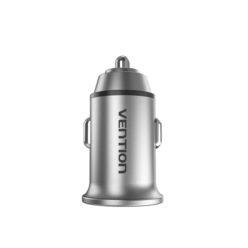 Vention dvojportová USB A+A (30+30) auto nabíjačka sivá mini štýl hliníková zliatina typ