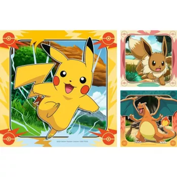 Puzzle Ravensburger Pikachu, Glurak a Evoli — 147 dielikov, od 5 rokov, 210 × ? mm