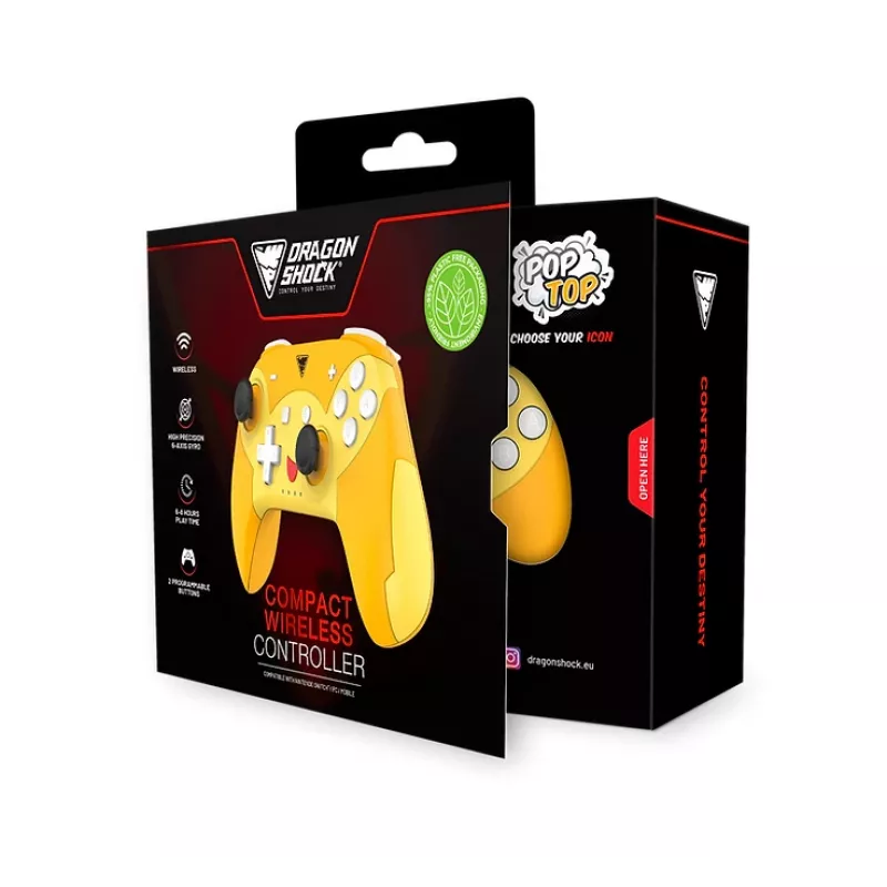 DragonShock PopTop Compact, gamepad, Nintendo Switch, tlačidlo Späť, D-Pad, tlačidlo Home, tlačidlo Reset, bezdrôtový, Bluetooth, USB Type-C