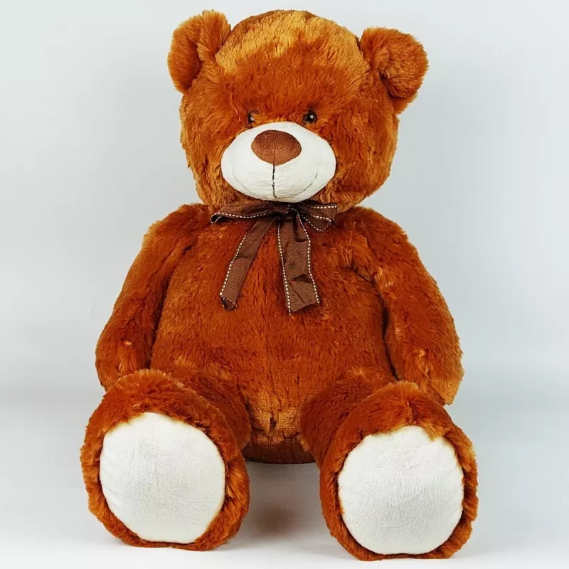 Maskot plyšový medvedík s mašľou 70 cm hnedý