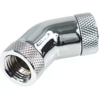 Alphacool HF uhlový adaptér 45° – G1/4 otočný – 2x vnútorný závit – chróm (17053)